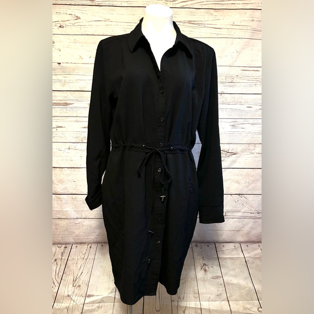 Vintage Calvin Klein Black Shirt Dress Size L